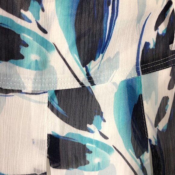 Anthro Lapis Blue White Pleat A-Line Floral Satin Hem Lined Skirt Sz M - Picture 6 of 8